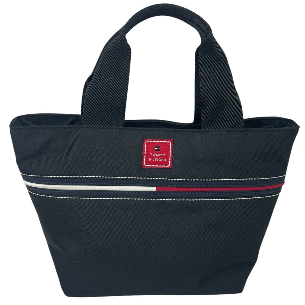 Tommy Hilfiger Y2K Nylon Small Tote Bag With Crossbody Logo Black Blue Red